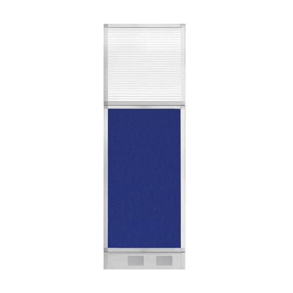 Hush Panel Cubicle Partition 2' x 6' Royal Blue Fabric Clear Fluted Window w/ Cable Channel